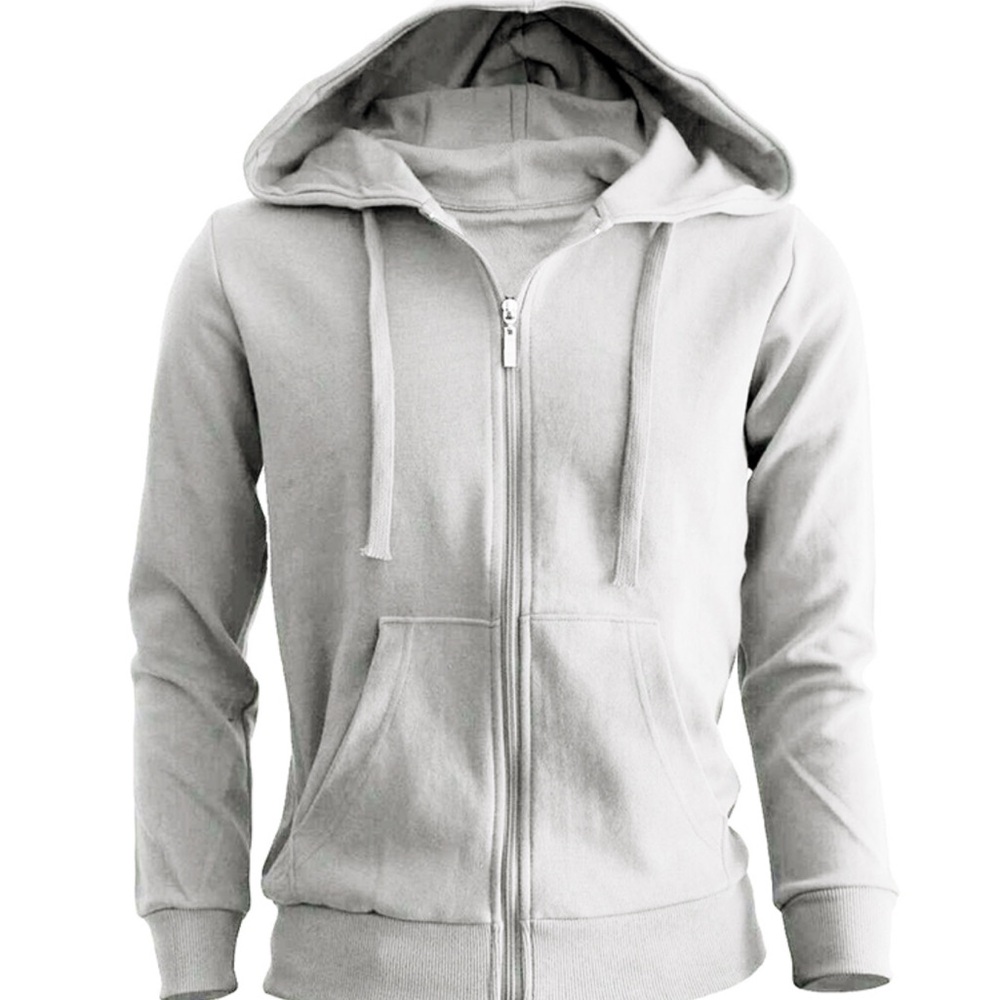 Light Gray Full-Zip Hoodie with Drawstring Hood big and tall 7XL